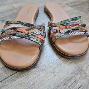 Madewell The Tracie Crisscross Slide Sandal in Snake Embossed Leather